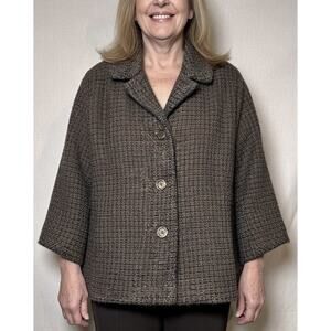 Talbots Aberdeen Blazer Jacket Tweed Lined Wool Blend 3 Button Career Womens 18W